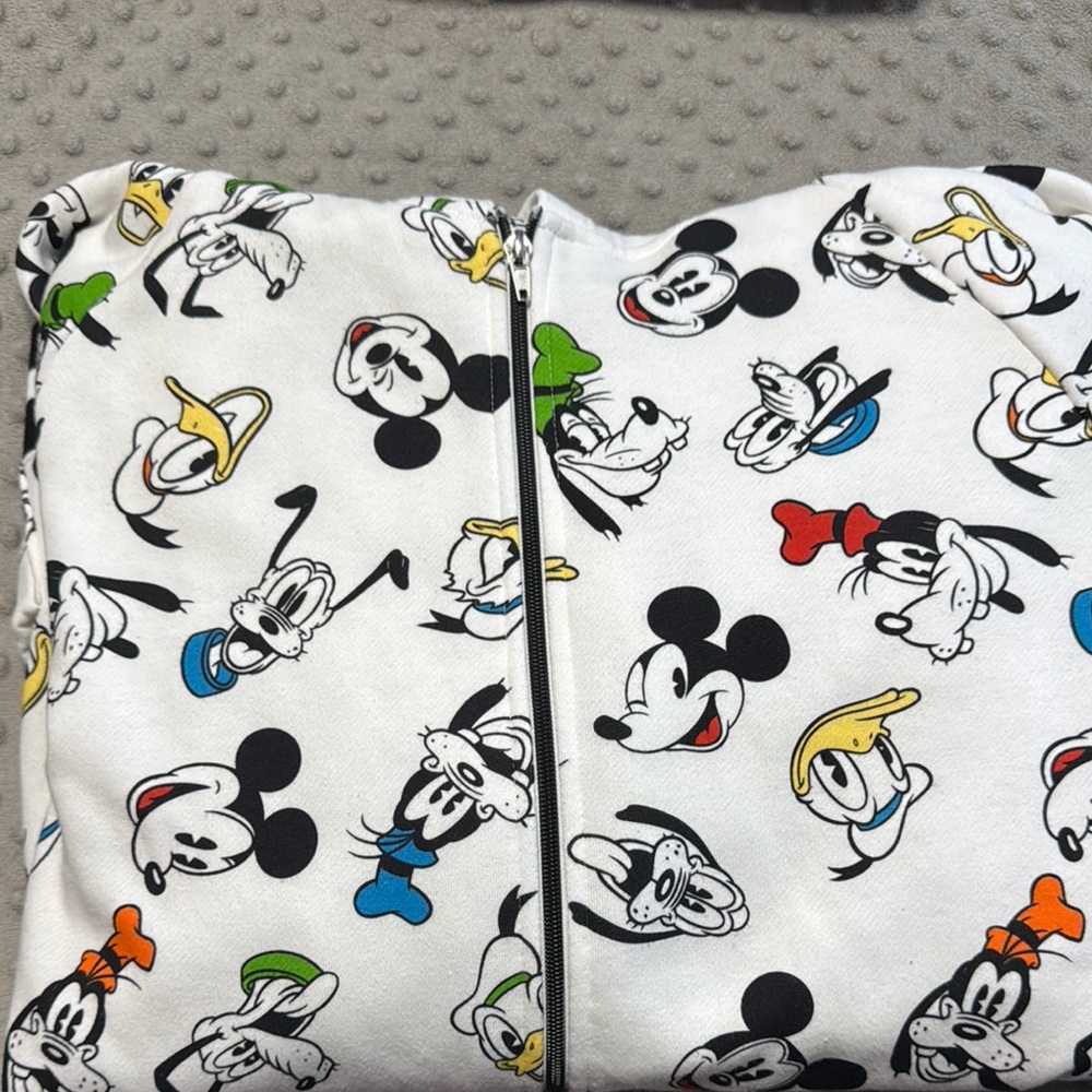 Disney White Zip Up Sweater with Character Print